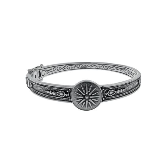 Picture of Sterling Silver 925 Bangle Bracelet with the Sun of Vergina