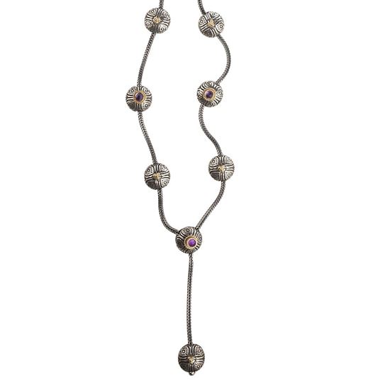 Picture of Sterling Silver 925 Fringe Necklace with Gold Plated parts and gemstones