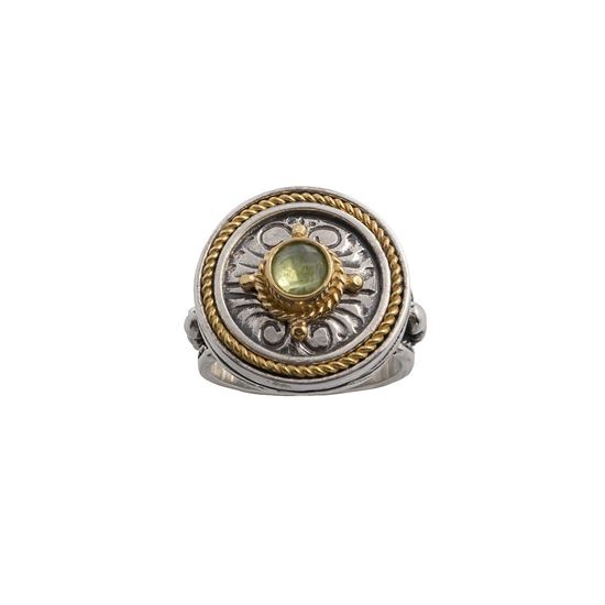 Picture of Sterling Silver 925 Ring with Gold Plated parts and gemstones