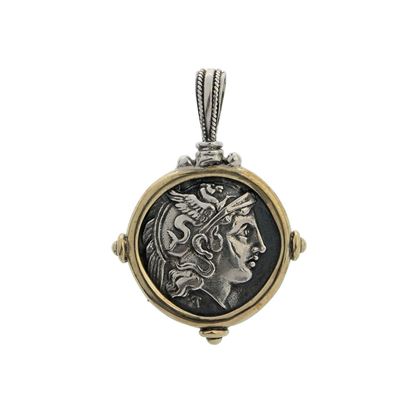 Picture of Sterling Silver 925 & Bronze coin Pendant with Goddess Athena