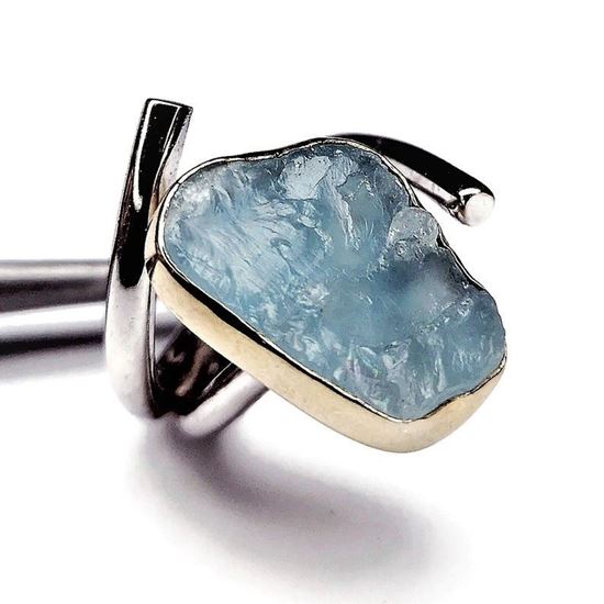 Picture of Χειροποίητο Ασημένιο Δαχτυλίδι με Ακουαμαρίνα