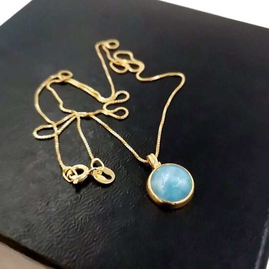 Picture of Χειροποίητο Ασημένιο Επιχρυσωμένο  Μενταγιόν με Ακουαμαρίνα