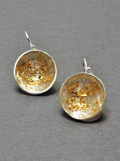 Picture of silver earrings with gold leafing