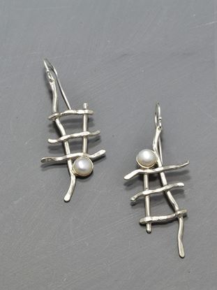 Picture of silver handmade earrings tic-tac-toe