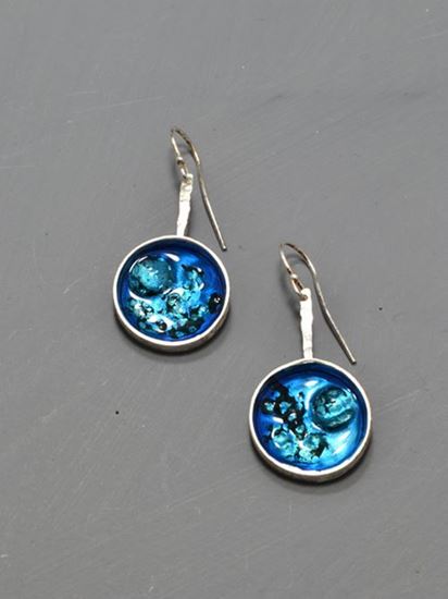 Picture of silver handmade earrings with resin