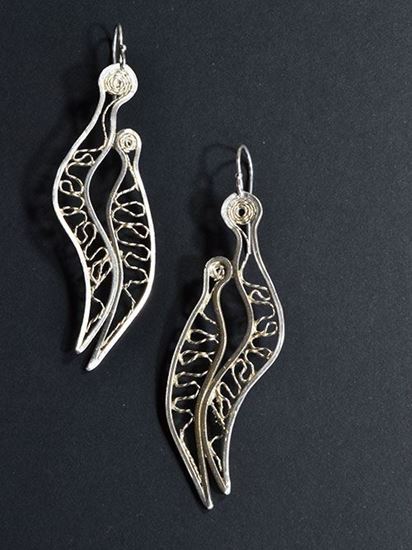 Picture of silver handmade earrings caterpillar