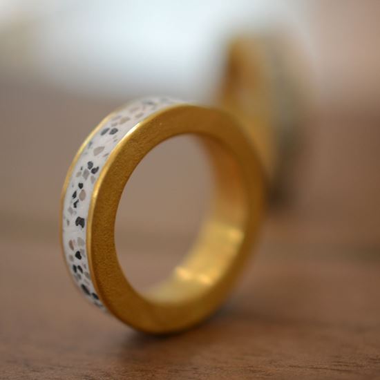 Picture of Terrazzo and gold plated silver ring