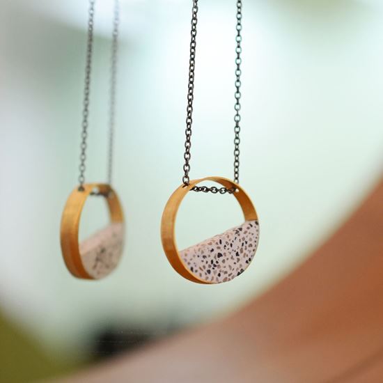 Picture of Terrazzo and gold plated silver necklace.