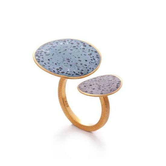 Picture of Blue & Grey Terrazzo Silver ring
