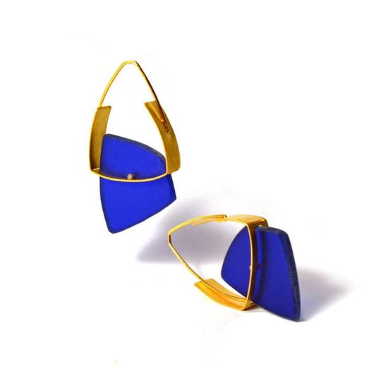 Picture of Gold Plated Bronze & Plexiglass Earrings