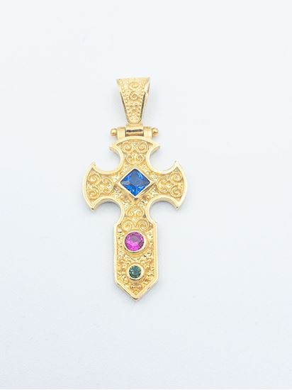 Picture of Byzantine Silver Cross with Zirgon Goldplated