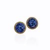 Picture of Blue porcelain and gold stud earrings "Braided Crown"