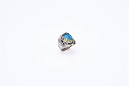 Picture of Silver Greek Fret Ring Enamel with 24K Gold Leaf